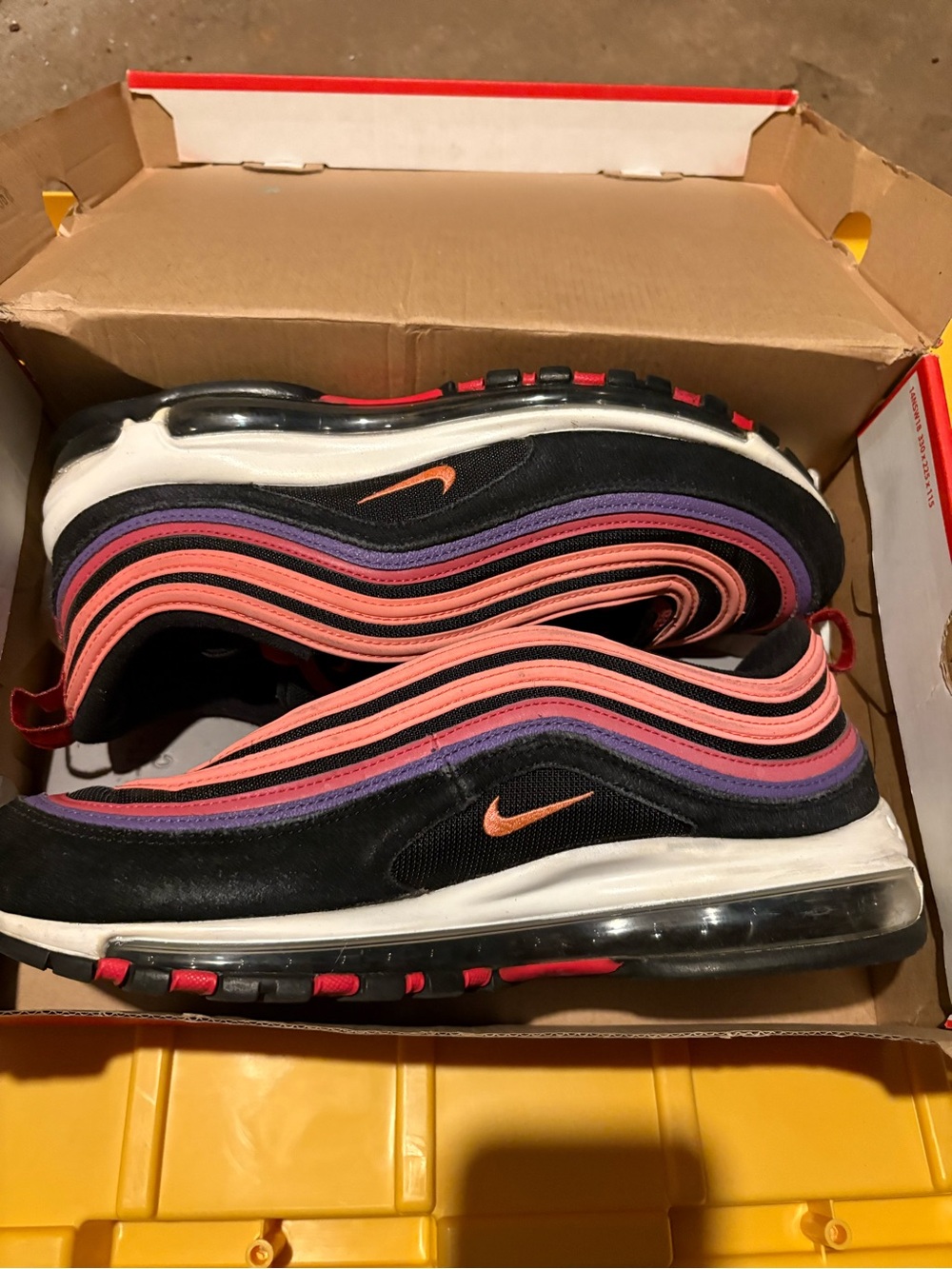 Nike man Black Sneakers with Coral Pink and Violet Stripes